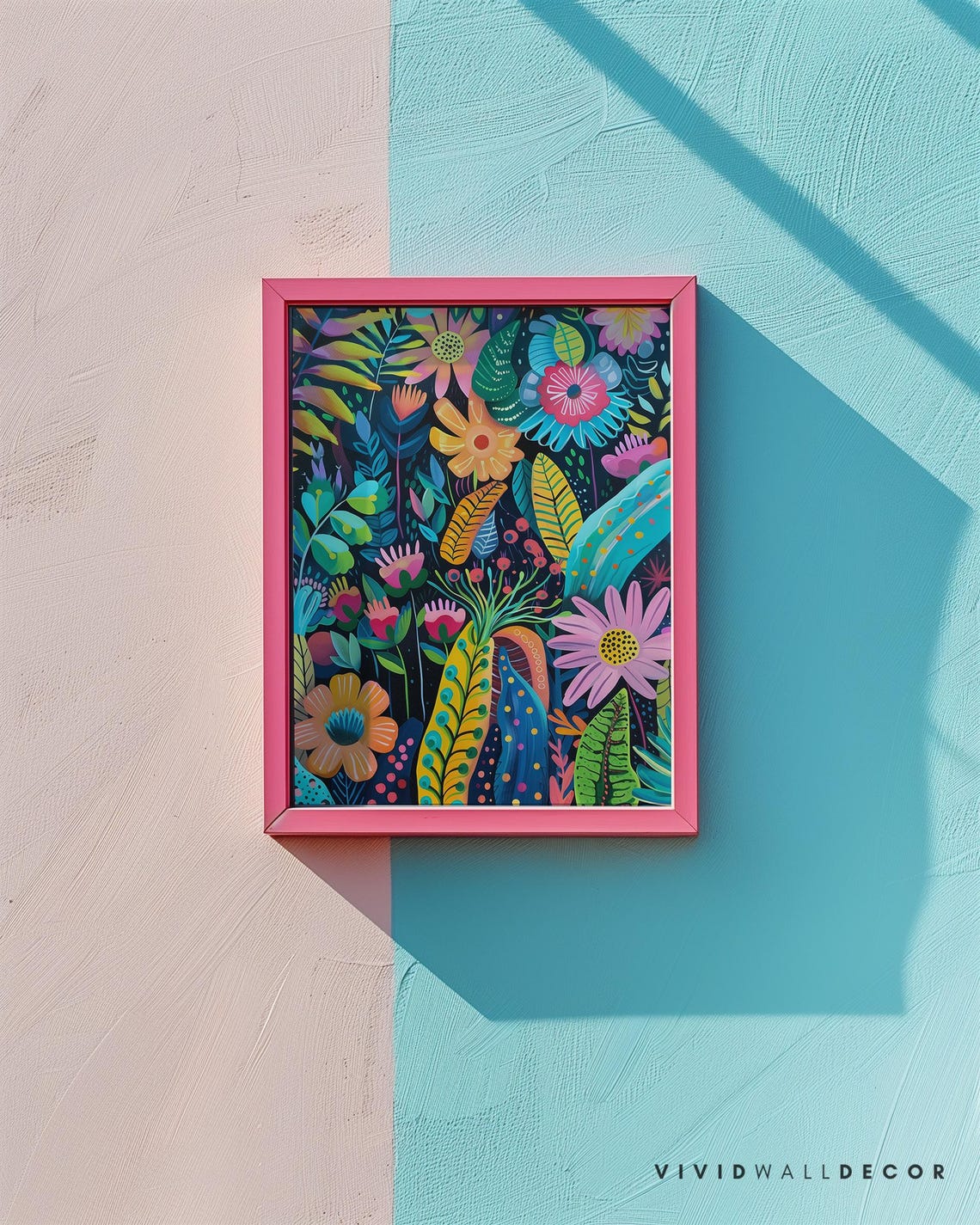 Colorful Tropical Floral Jungle On Dark Background Botanical Poster - Image 2