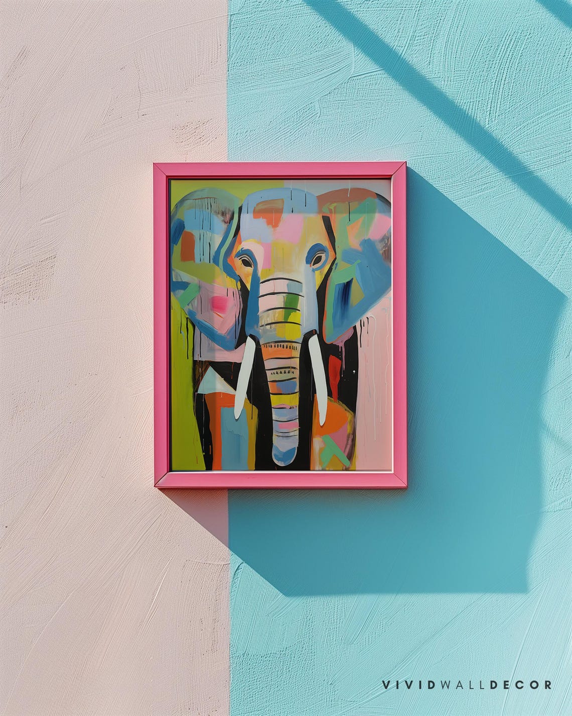 Abstract Colorful Elephant Portrait Modern Maximalist Wall Art - Image 2