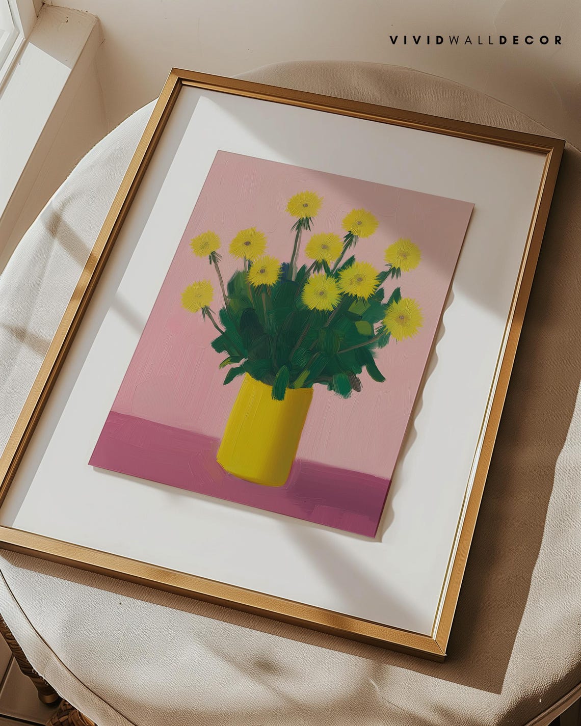 Yellow Dandelions in Yellow Vase Cheerful Spring Floral Poster - Image 3