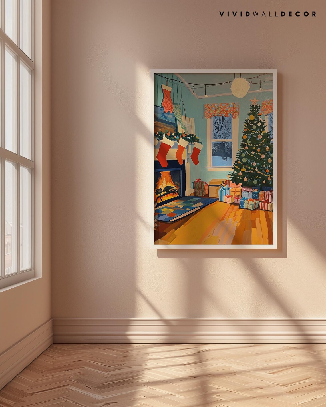 Cozy Christmas Room With Fireplace Stockings And Tree Poster - Image 4