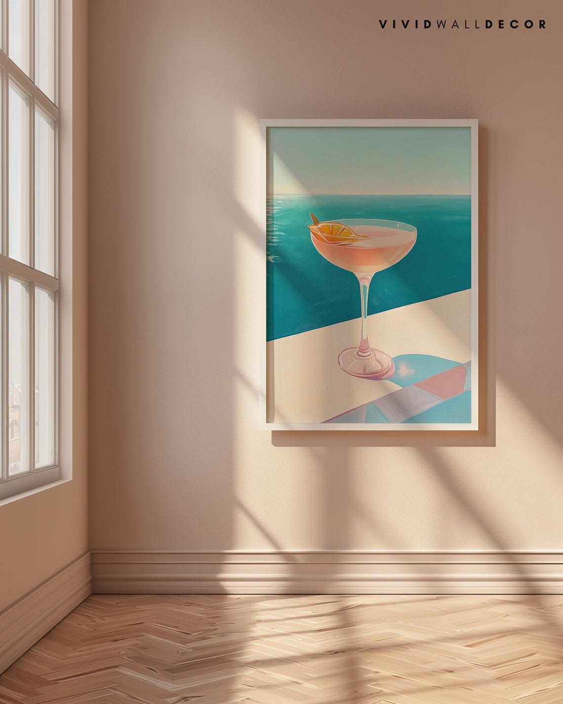 Cocktail Coupe by the Sea Turquoise Ocean View Bar Decor Poster - Image 4