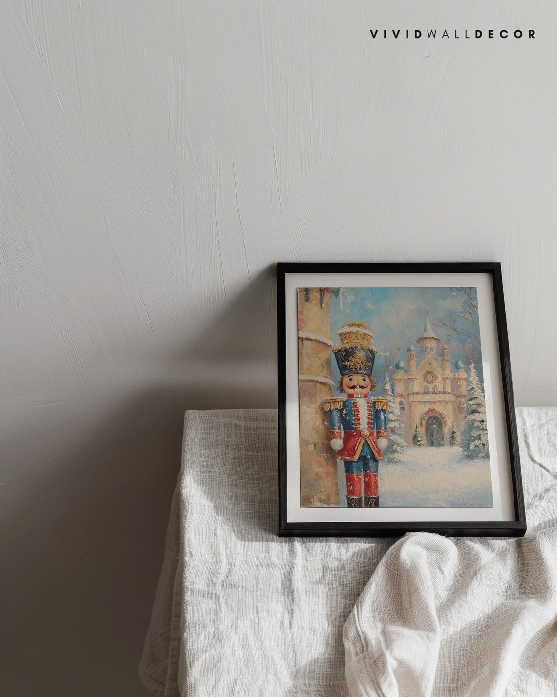 Classic Blue Uniform Nutcracker Guard Before Snowy Castle Poster - Image 3