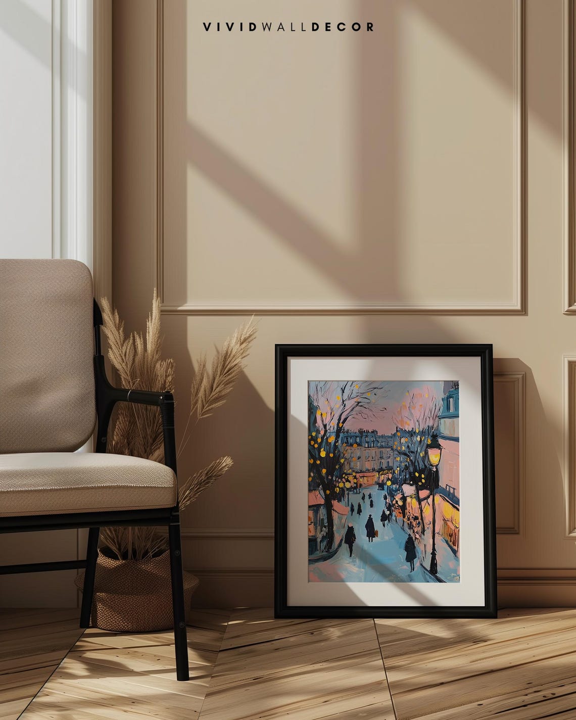 Parisian Winter Evening Street Snowy Romantic Cityscape Poster - Image 3