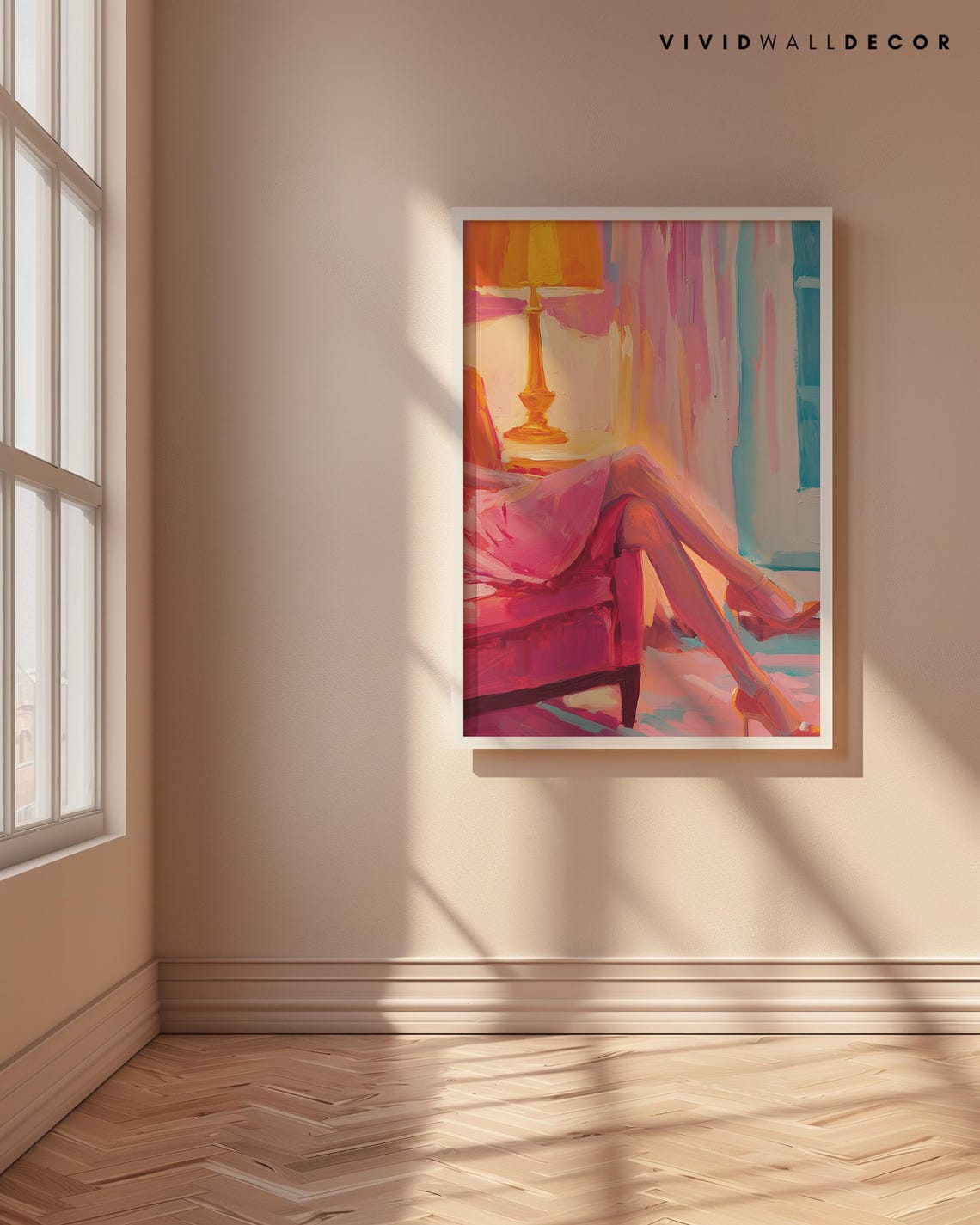 Cozy Feminine Pink Dress Relaxation Moment Gouache Art Poster - Image 4