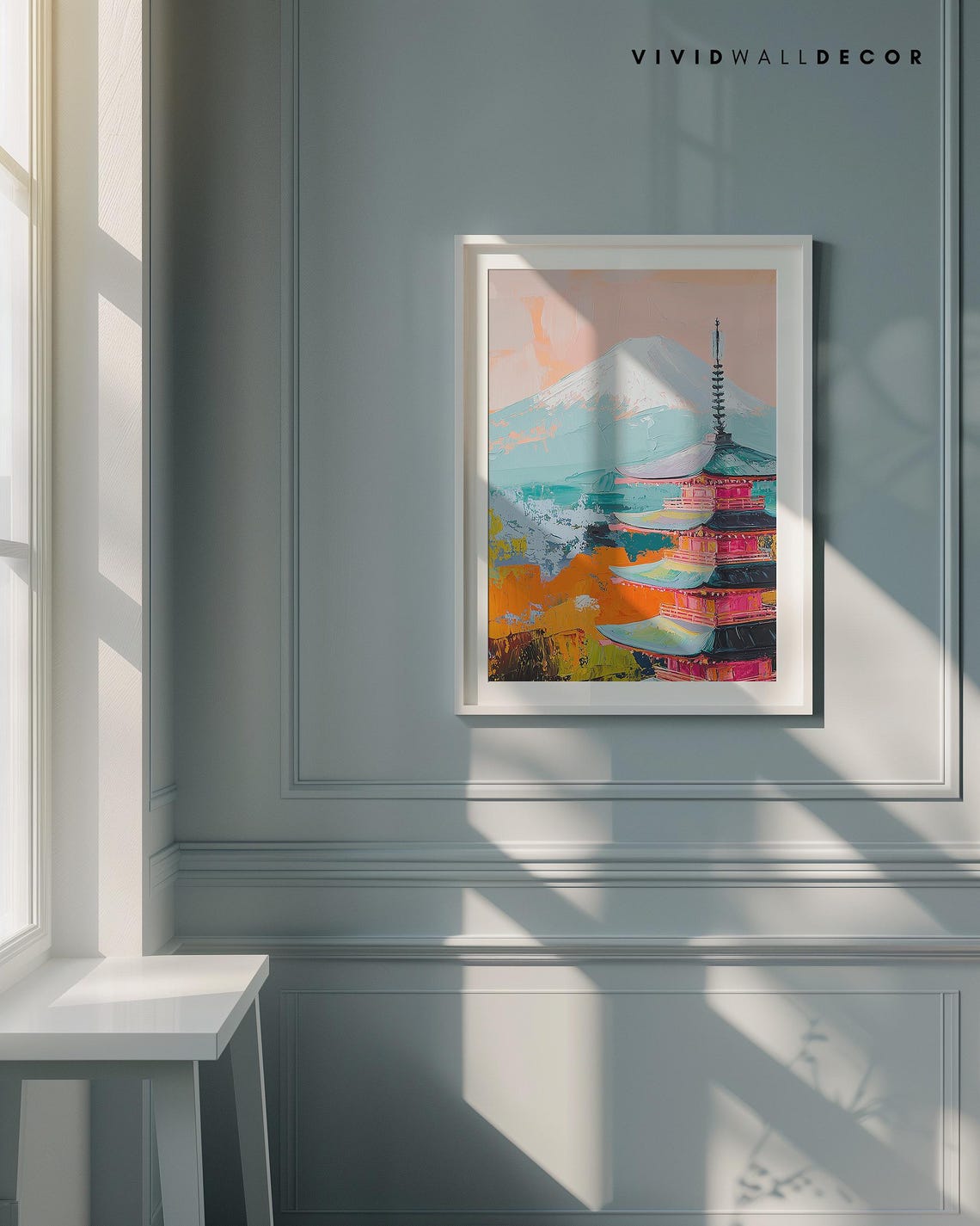 Mount Fuji Behind a Vivid Red Pagoda Colorful Japan Art Poster - Image 4