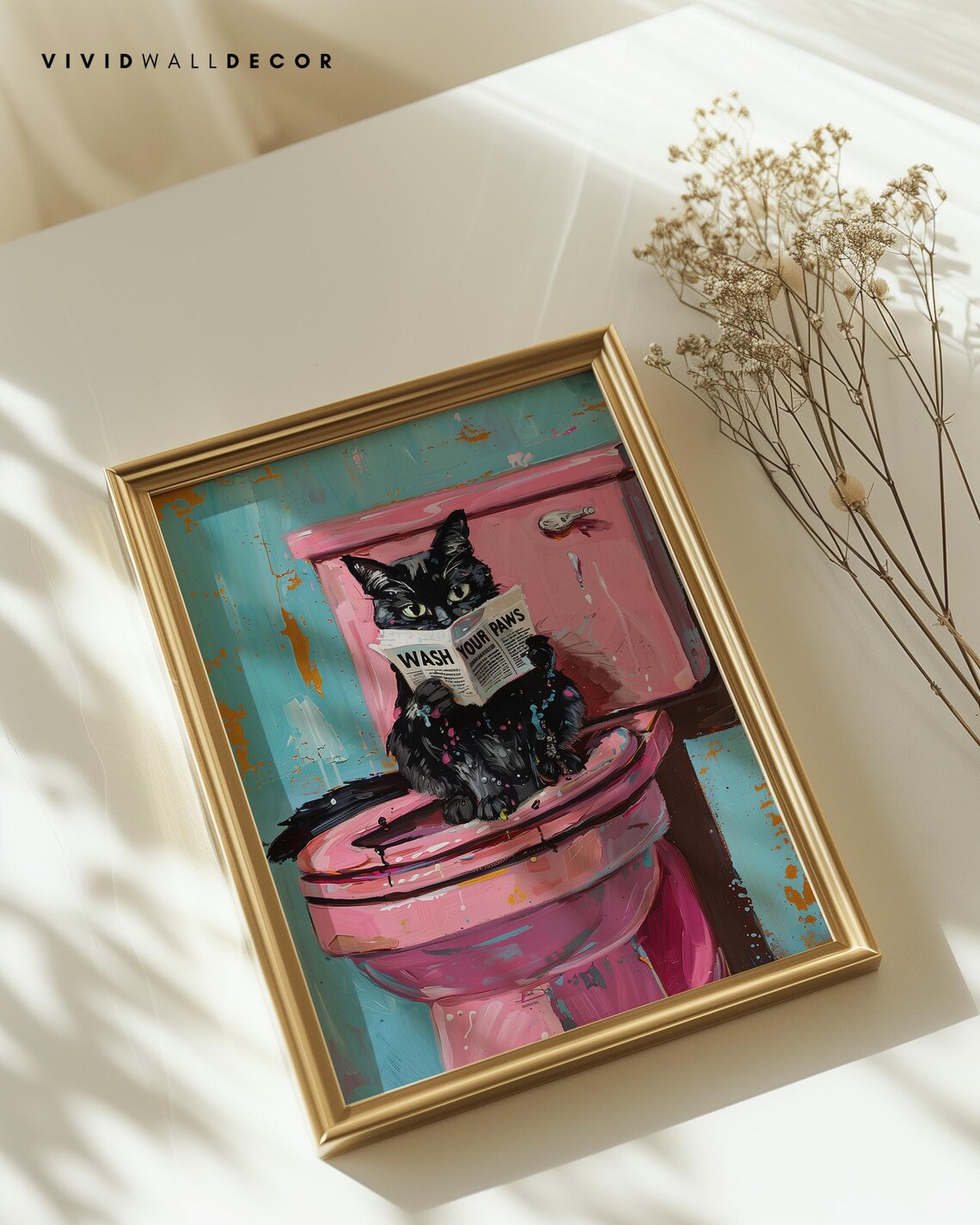 Wash Your Paws Cat Bathroom Humor, Quirky Art Print - Image 3