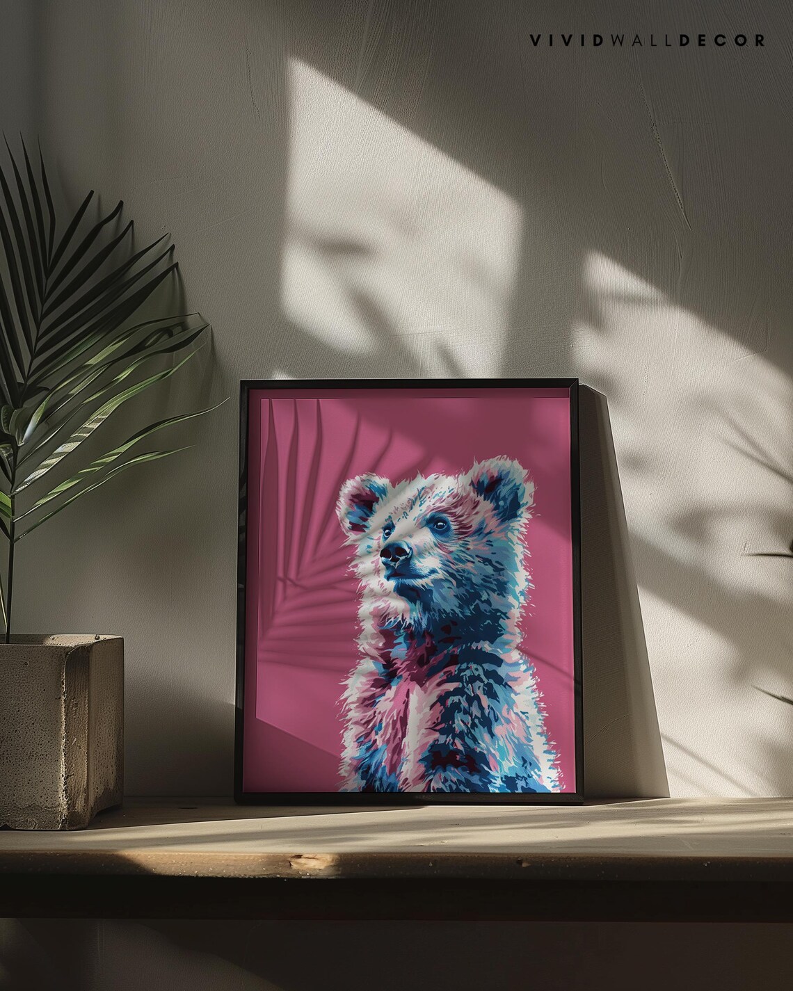 Playful Colorful Bear Cub Portrait on Magenta Modern Art Poster - Image 3