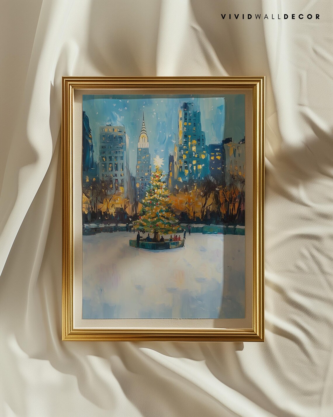 Christmas Tree At City Ice Rink With Skyscrapers Winter Poster - Image 2