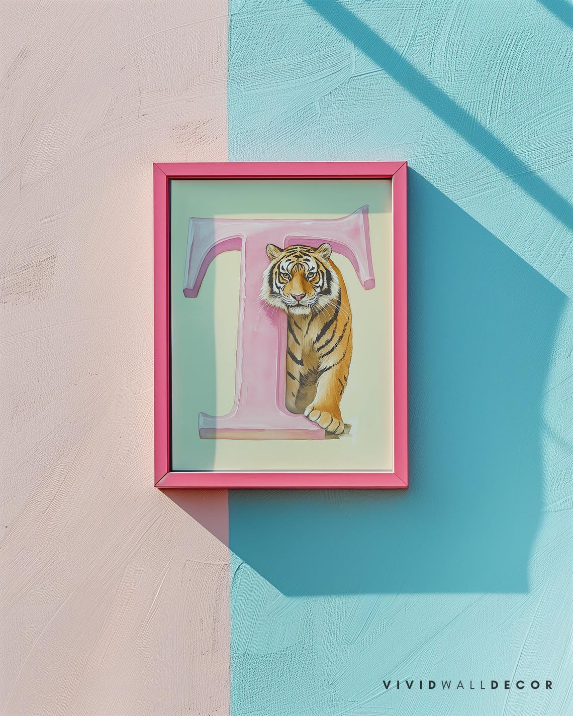 Tiger Letter T Pastel Nursery Art Poster for Kids Room Wall Decor - Image 2
