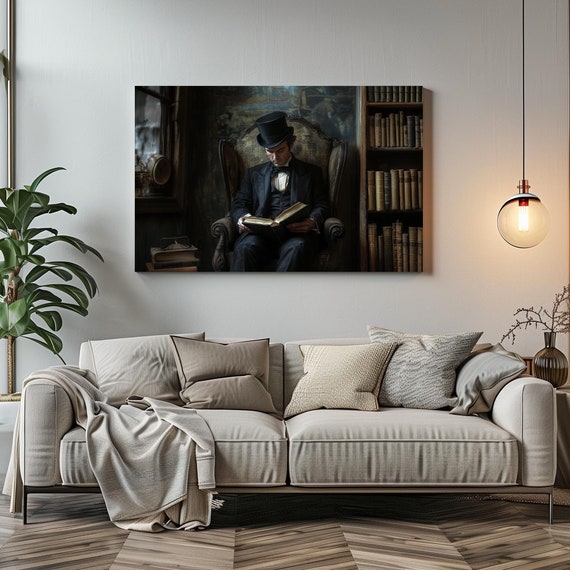 Dapper Reading Maximalist Eclectic Victorian Print Bold Altered Book Library Portrait Fantasy Fun Colorful Renaissance Rustic Art