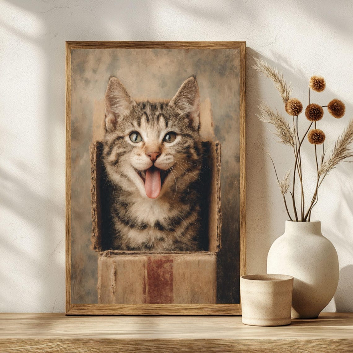 Funny Cat In Box Art Print Quirky Lover Poster Humorous Wall Decor Unique Pet Gift For Home - Image 2