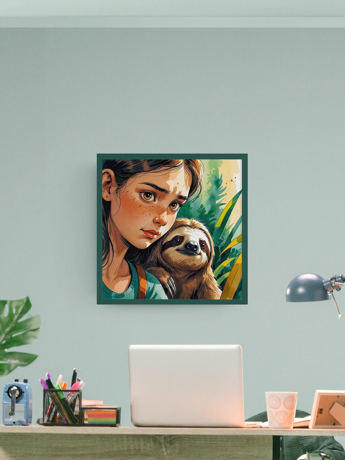 Sloth Poster, Watercolor Children's Room Decor - Image 2