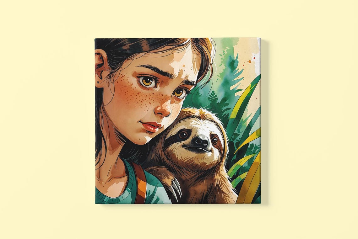 Sloth Poster, Watercolor Children's Room Decor - Image 3