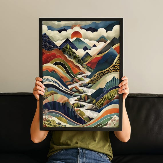 Modern Mount Fuji Poster Abstract Japan Wall Art Zen Landscape Print Minimalist Japanese Nature Decor Tranquil Asia No 89