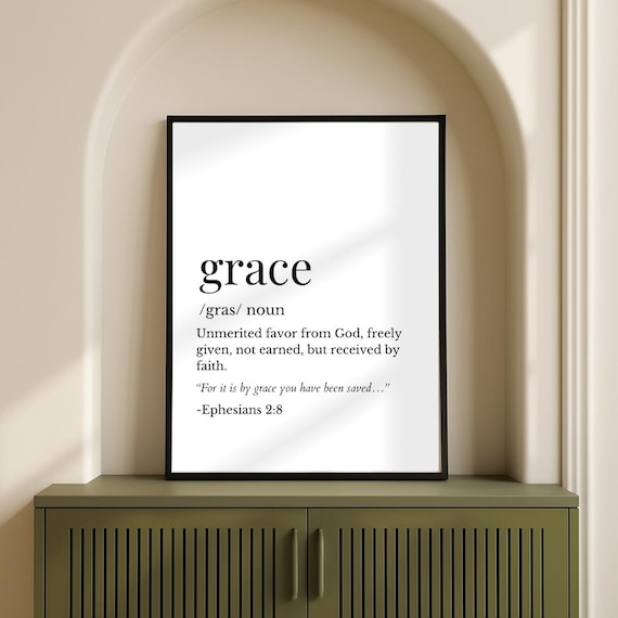 Grace Definition Inspiring Ephesians 2:8 Christian Scripture Poster
