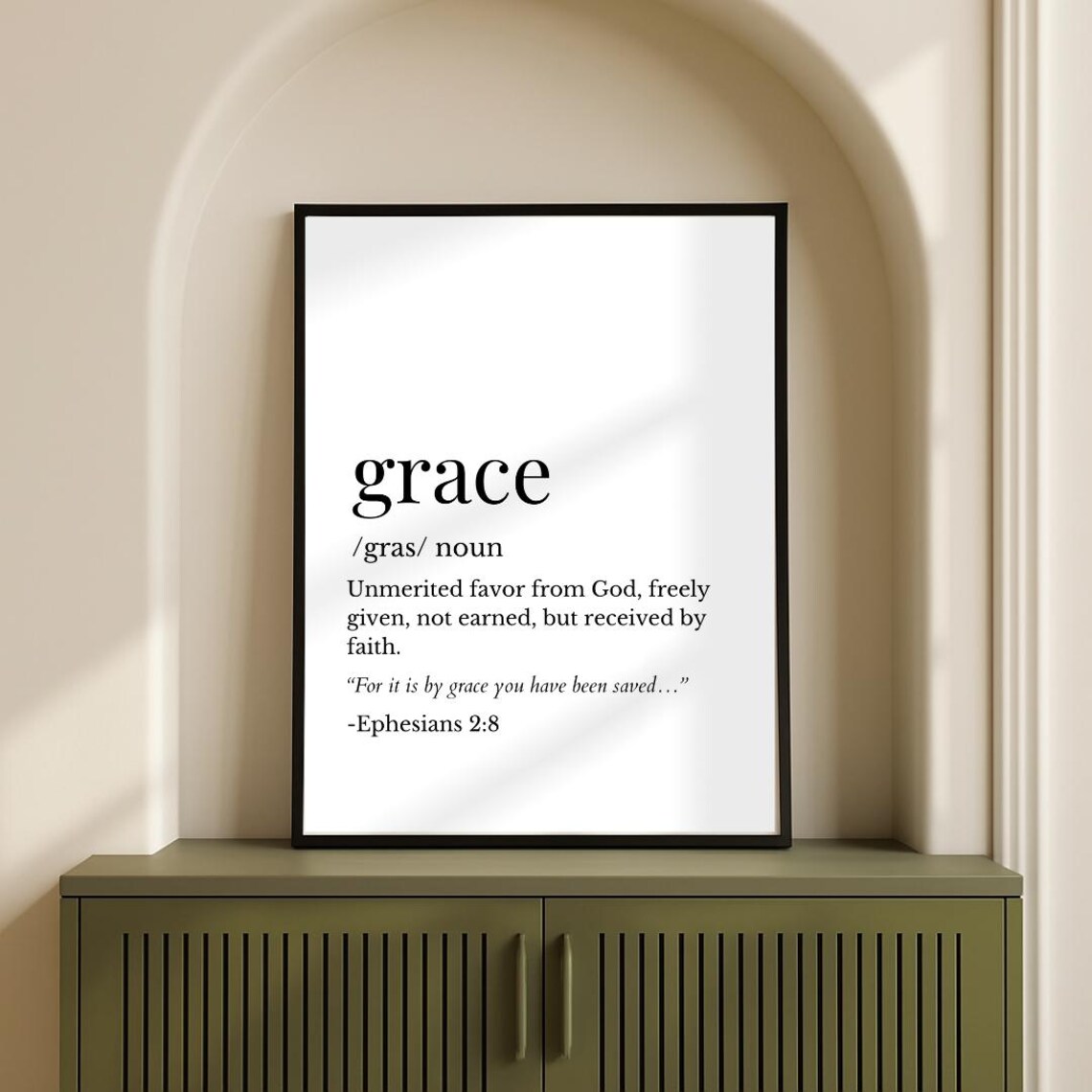 Grace Definition Print Ephesians 28 Scripture Christian Unmerited Favor Poster Inspirational Bible Verse