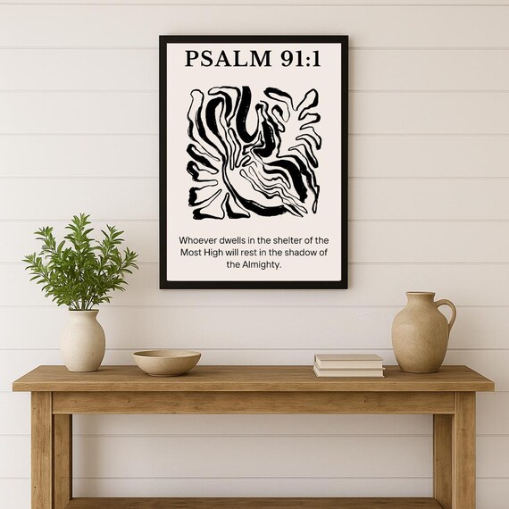 Psalm 911 Wall Art Christian Scripture Print Bible Verse Home Decor Dwells In The Shelter Of Most High Unframed Inspirational