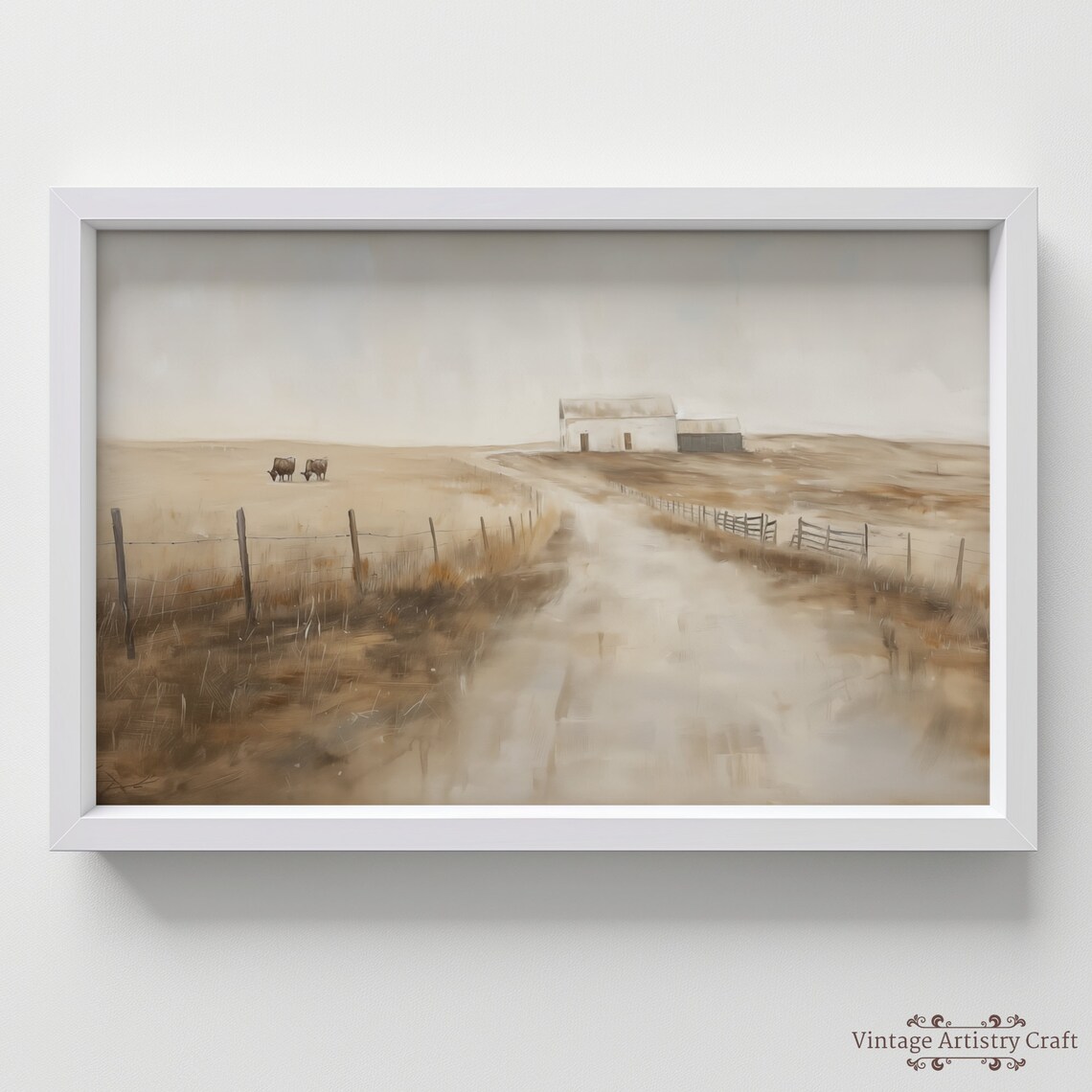 Rustic Farm Scene Vintage Art Print, Farmhouse Decor - Image 5