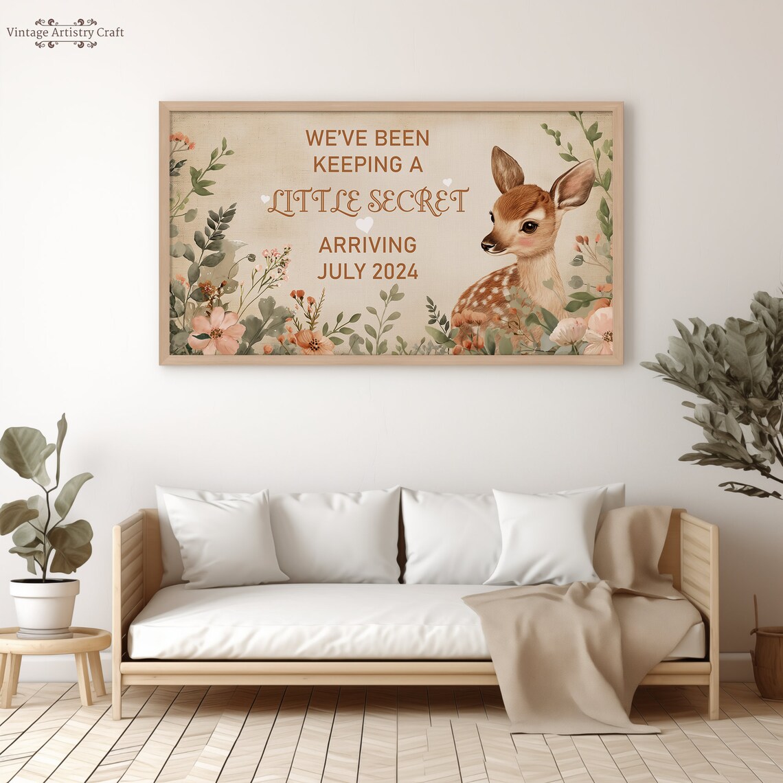 Woodland Deer Pregnancy Announcement Pink or Blue Gender Reveal Poster - Image 7