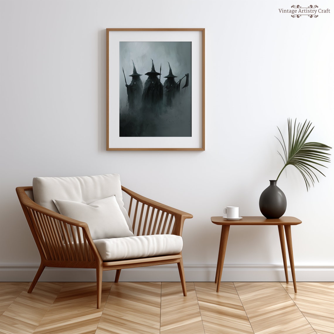 Three Dark Witches in Fog Gothic Halloween Witchy Spooky Wall Art - Image 7