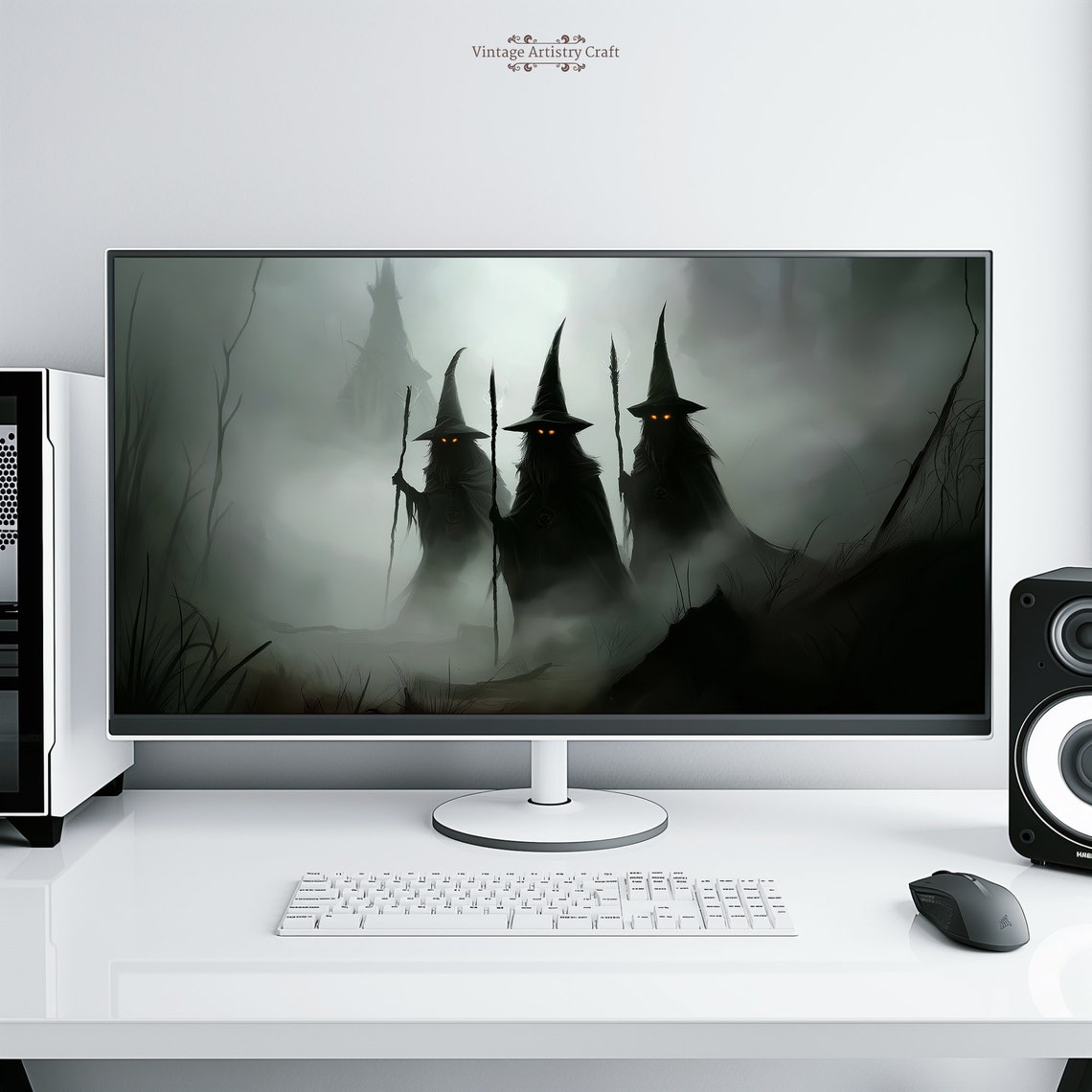 Three Witches In Misty Forest Dark Fantasy Wallpaper Art Poster - Image 5