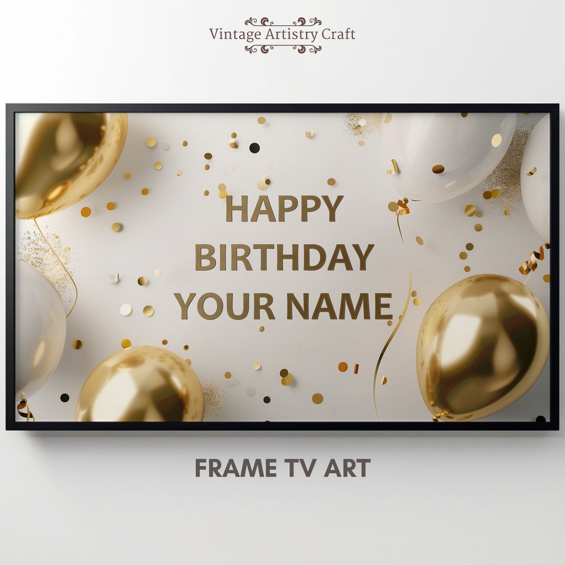 Happy Birthday Maya Gold Balloons Personalized Name TV Art Poster - Image 7
