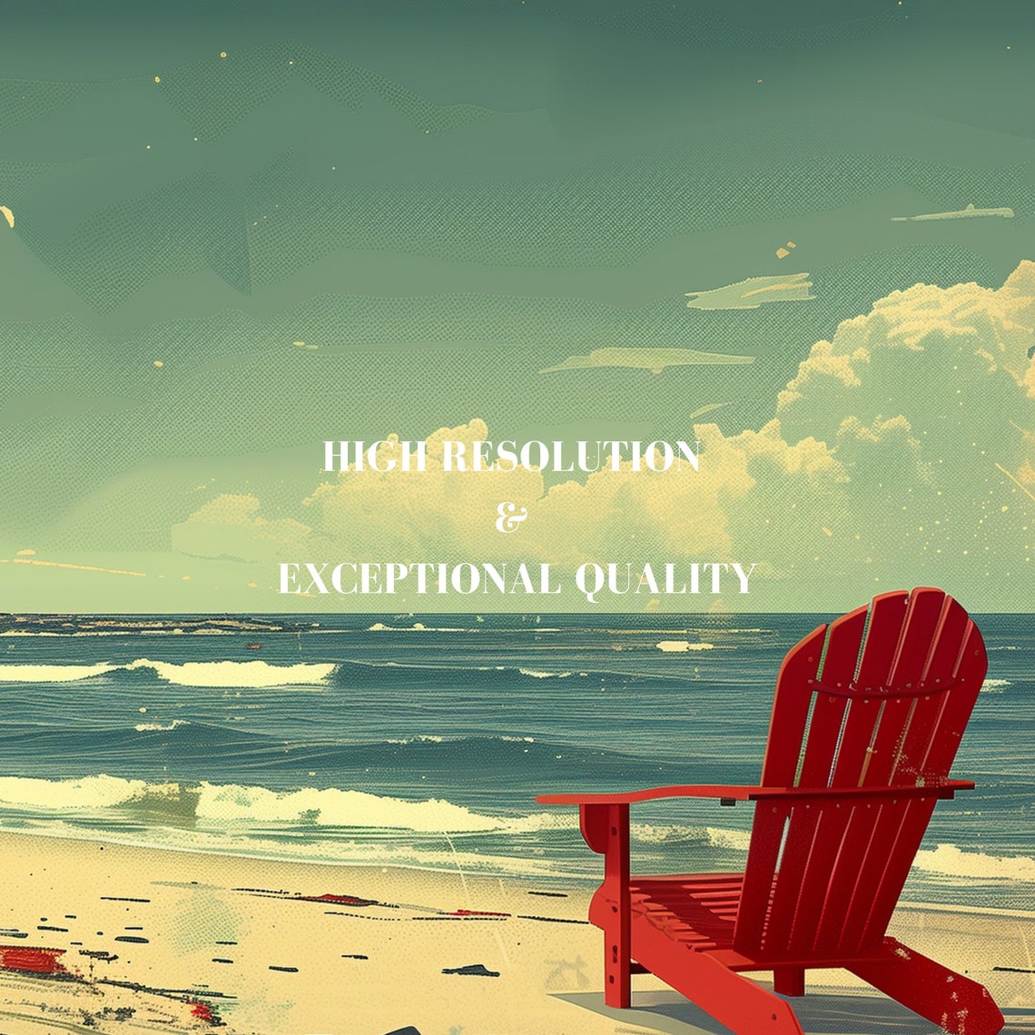 Vintage Beach Palms Red Beach Chair Retro Ocean Scene Poster - Image 6