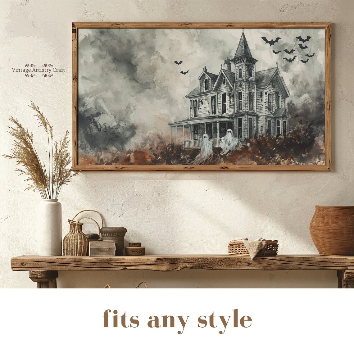 Halloween Ghost Haunted House Vintage Art Print - Image 7