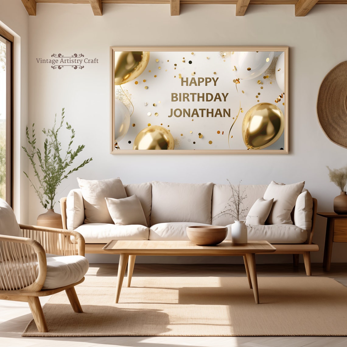 Happy Birthday Maya Gold Balloons Personalized Name TV Art Poster - Image 5