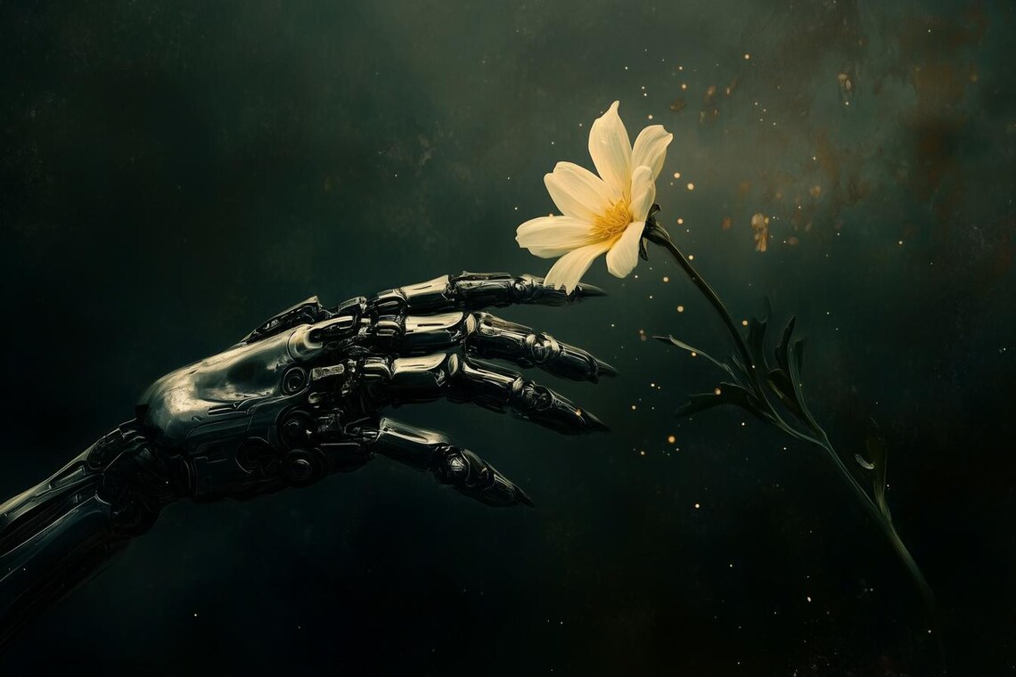Romantic Robot Hand With Flower, Modernism