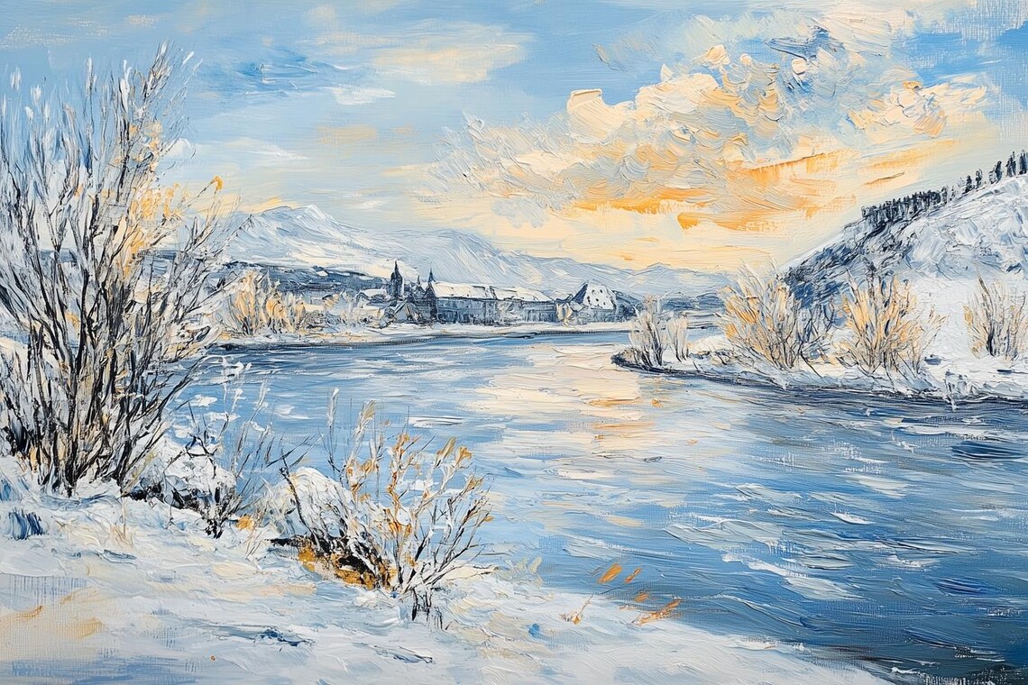 Winter Landscape, Monet-Inspired Art Print