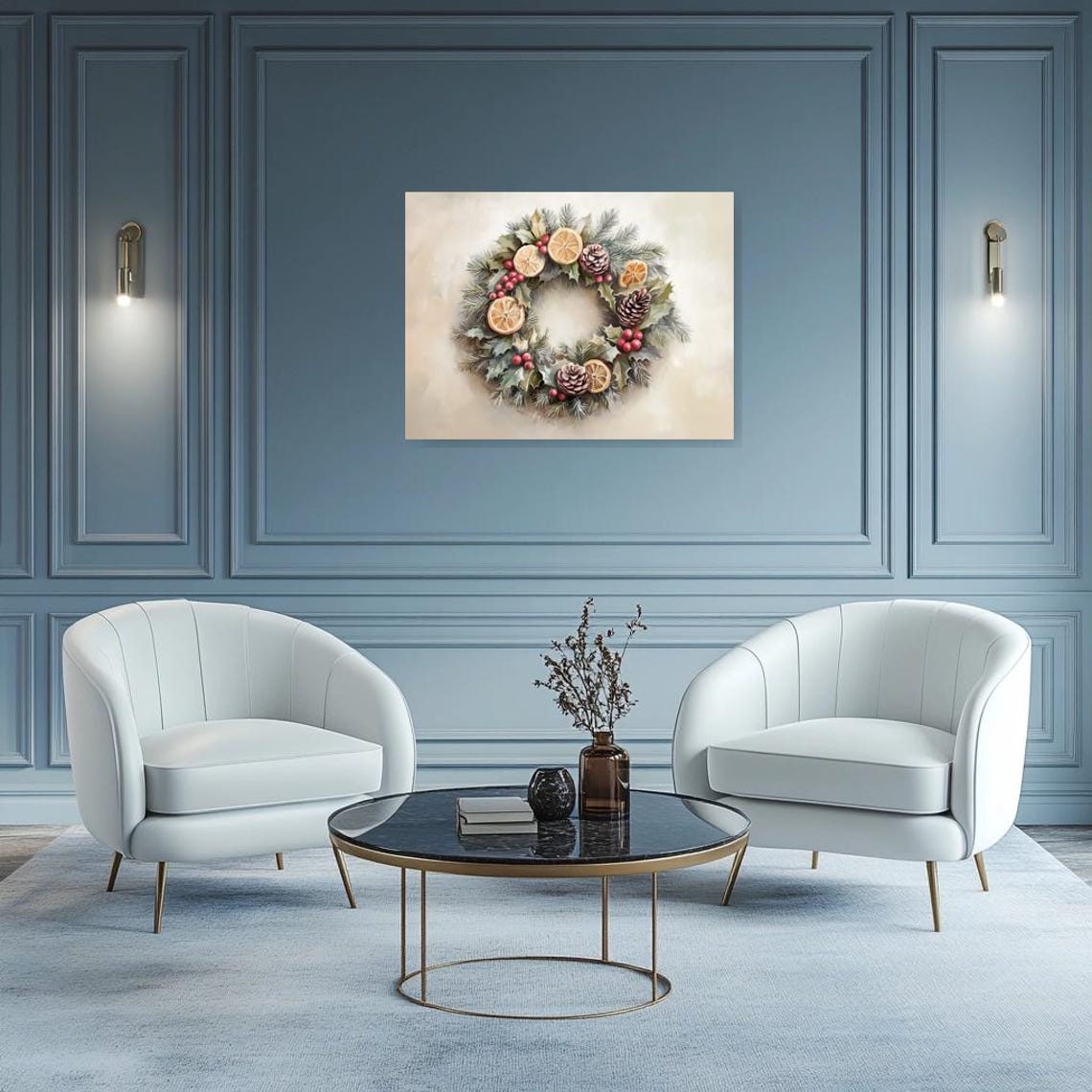 Christmas Wreath with Dried Citrus Slices and Pinecones Poster - Image 2