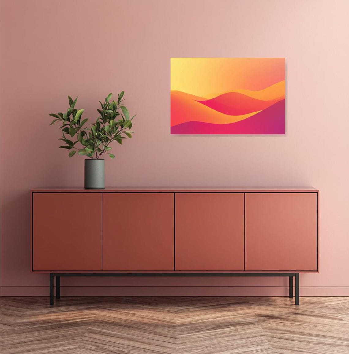 Orange Pink Wave Layers Warm Gradient Modern Abstract Poster - Image 3