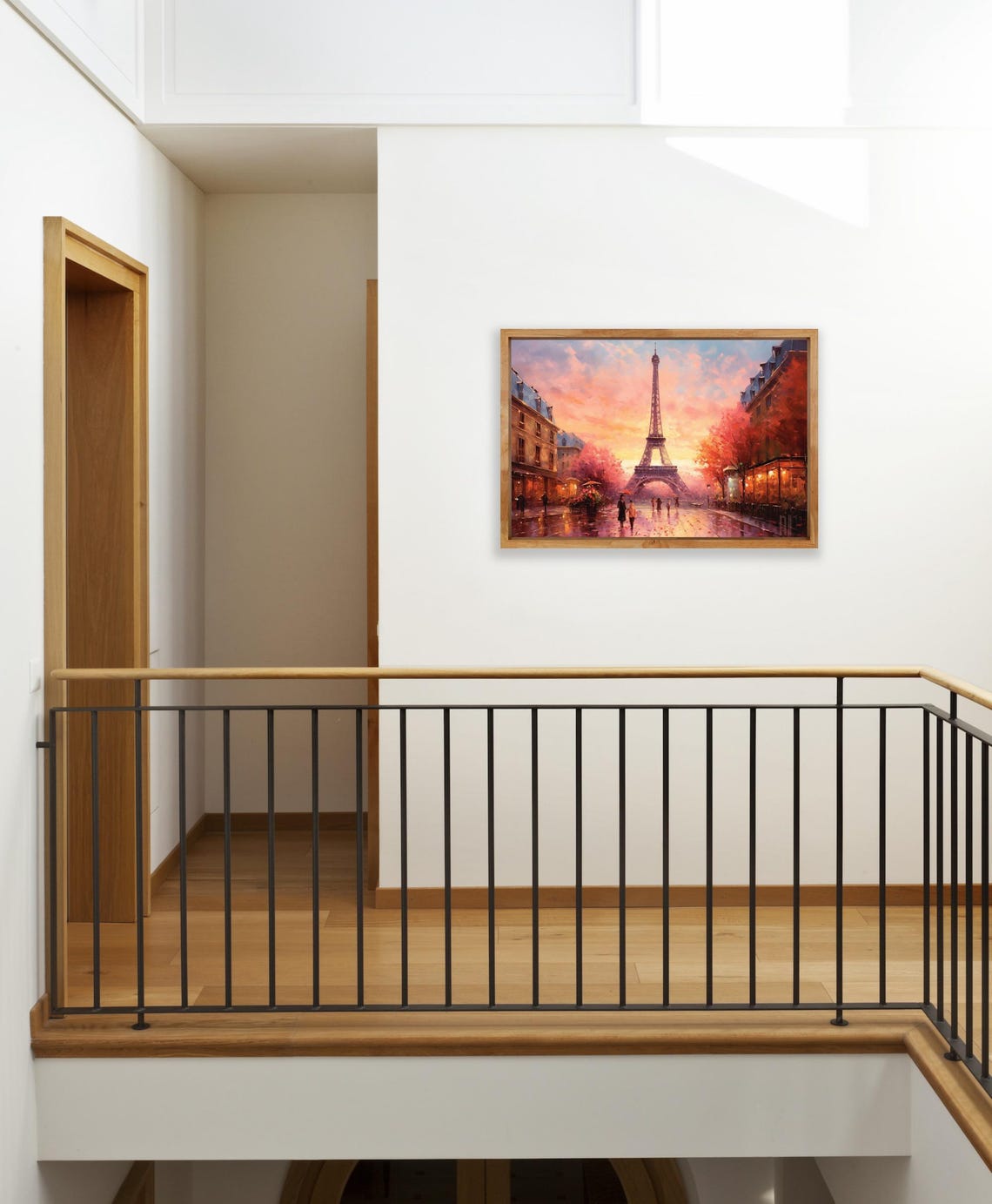 Eiffel Tower Autumn Sunset Paris Street Scene Rainy Evening Poster - Image 2