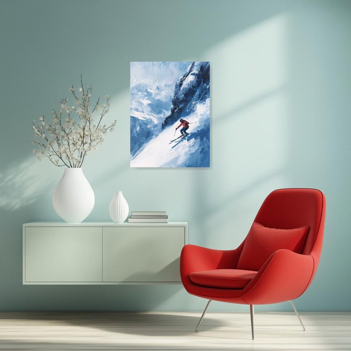 Dynamic Snowy Mountain Skiing, Landscape Masters - Image 2
