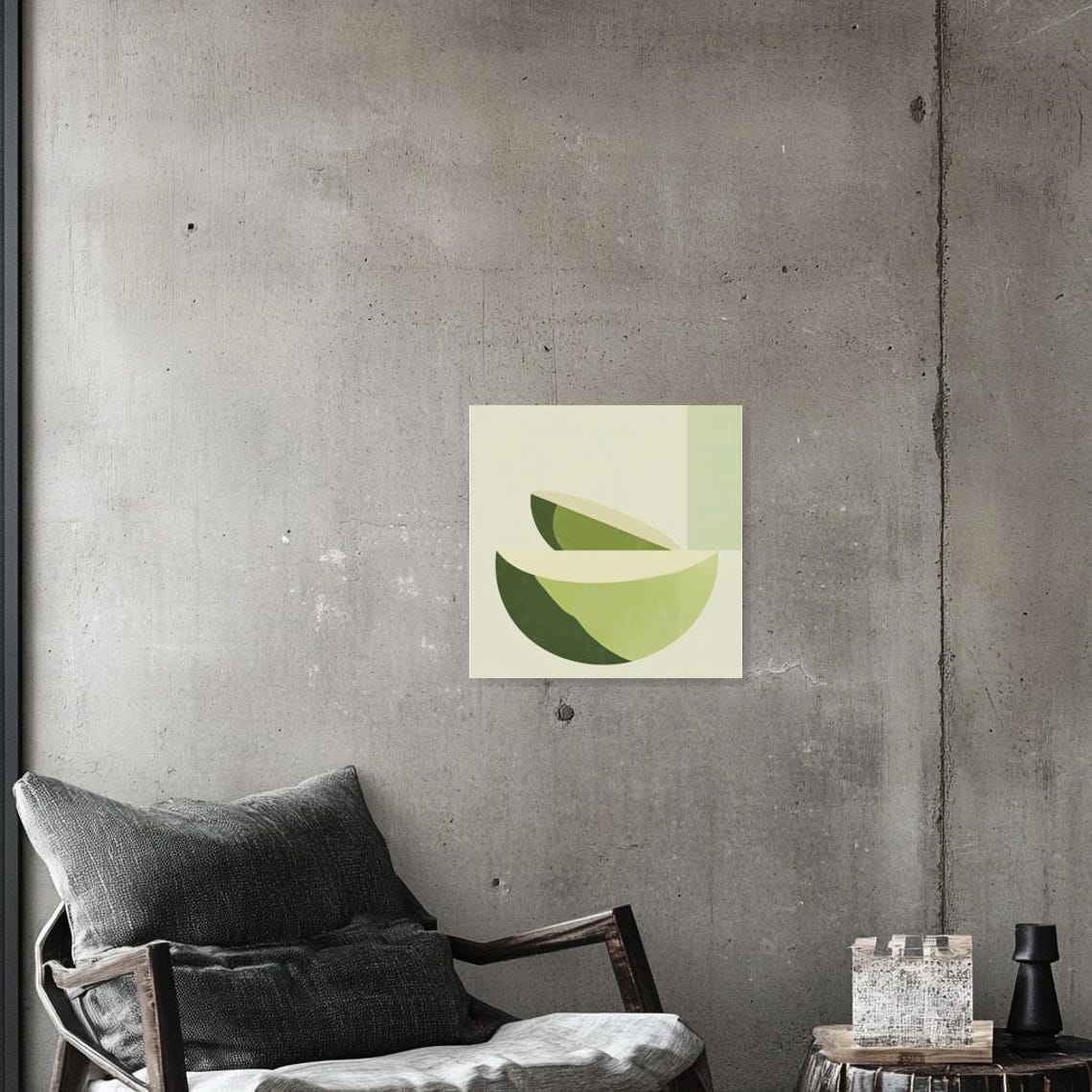 Modern Retro Abstract Watermelon Slice Print Wall Art Green Minimalist Home Decor Inspired By Matisse - Image 3