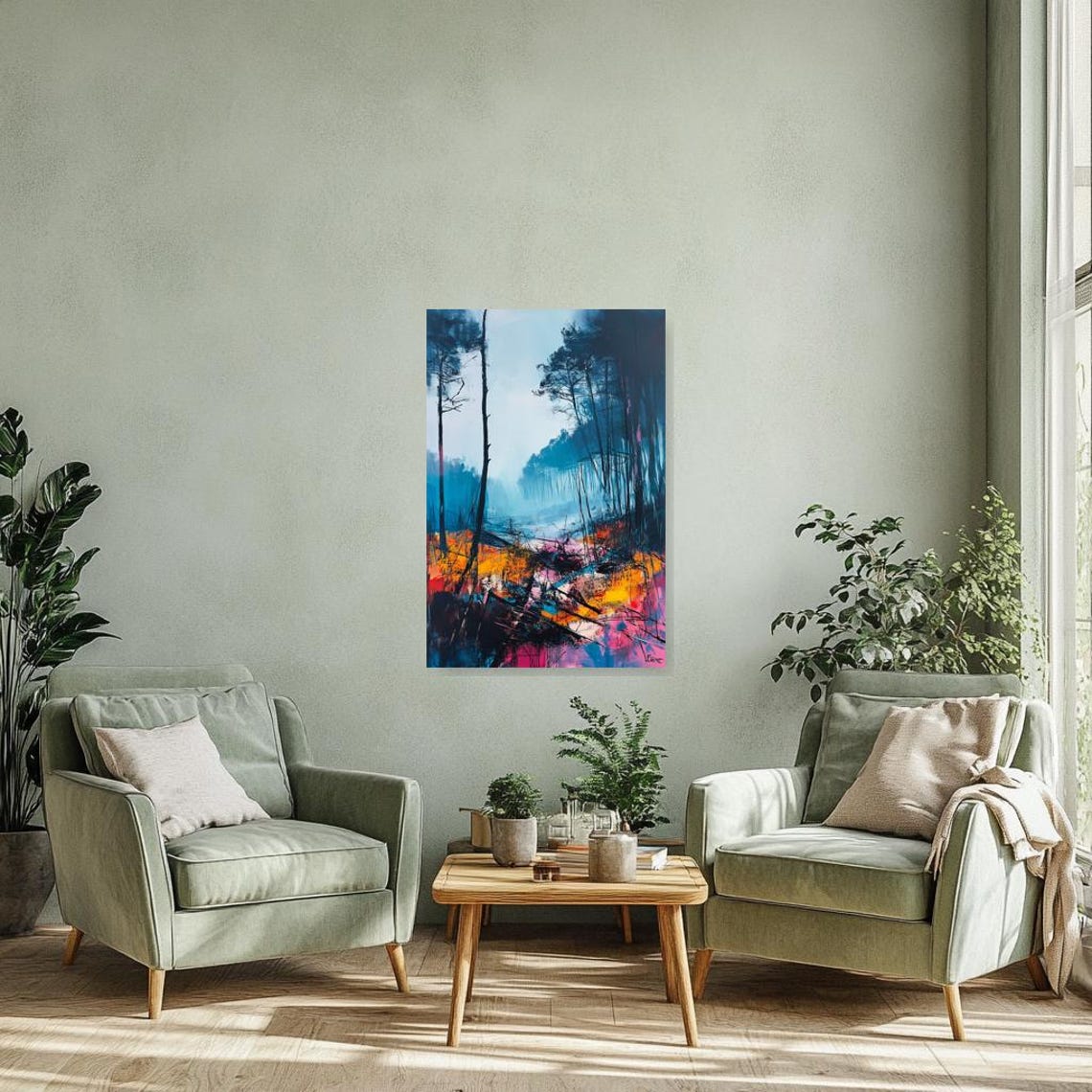 Custom Print Forest Landscape Inspired By Abstract Expressionism Colorful Wall Art For Home Decor - Image 2