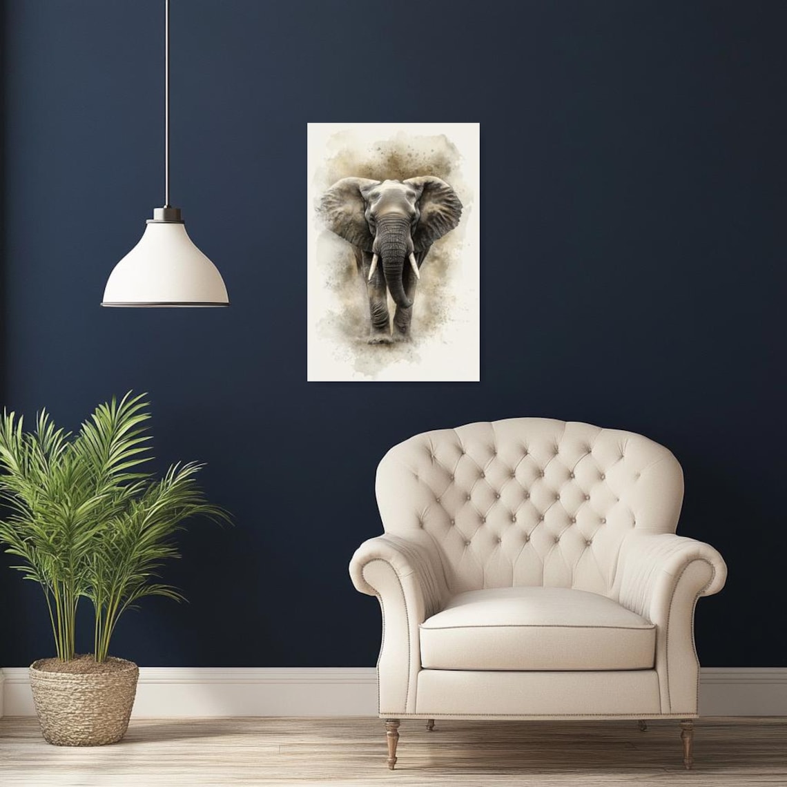 Elephant Watercolor Art Print, Modern Animal Decor - Image 2