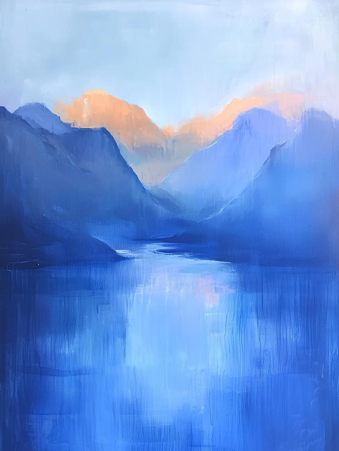 Serene Blue Mountain Landscape Print Inspired By The Style Of Mark Rothko For Home Decor And Wall Art