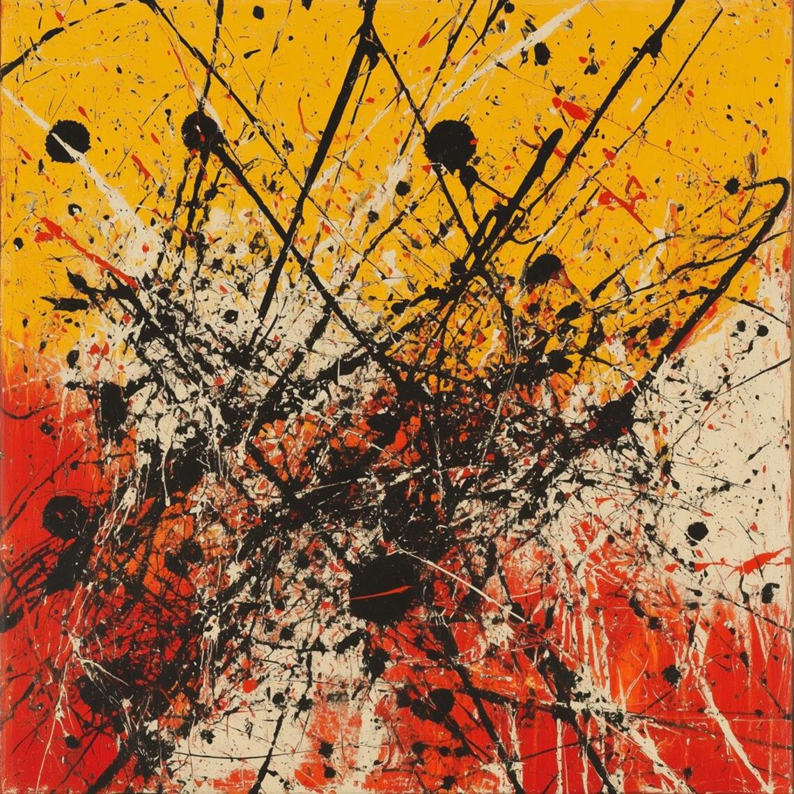 Abstract Expressionist Print Inspired By Pollock