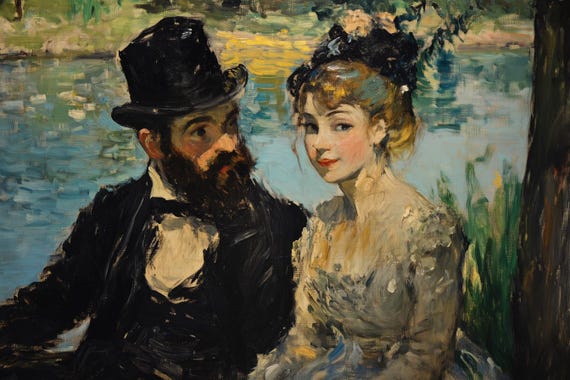 Impressionist Couple Print Romantic Wall Art Inspired By Renoir Perfect For Home Decor