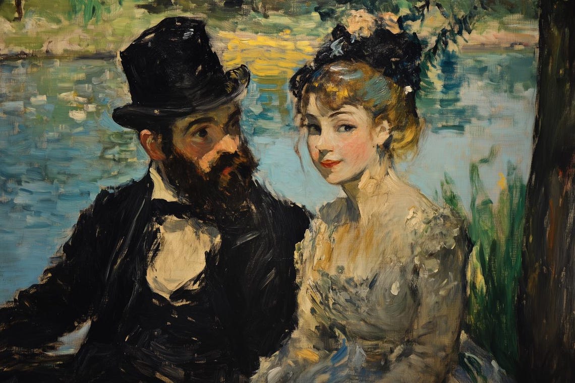 Impressionist Couple Print Romantic Wall Art Inspired By Renoir Perfect For Home Decor
