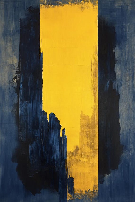 Stunning Abstract Print Inspired By Mark Rothko In Bold Yellow And Navy Colors For Home Decor And Wall Art