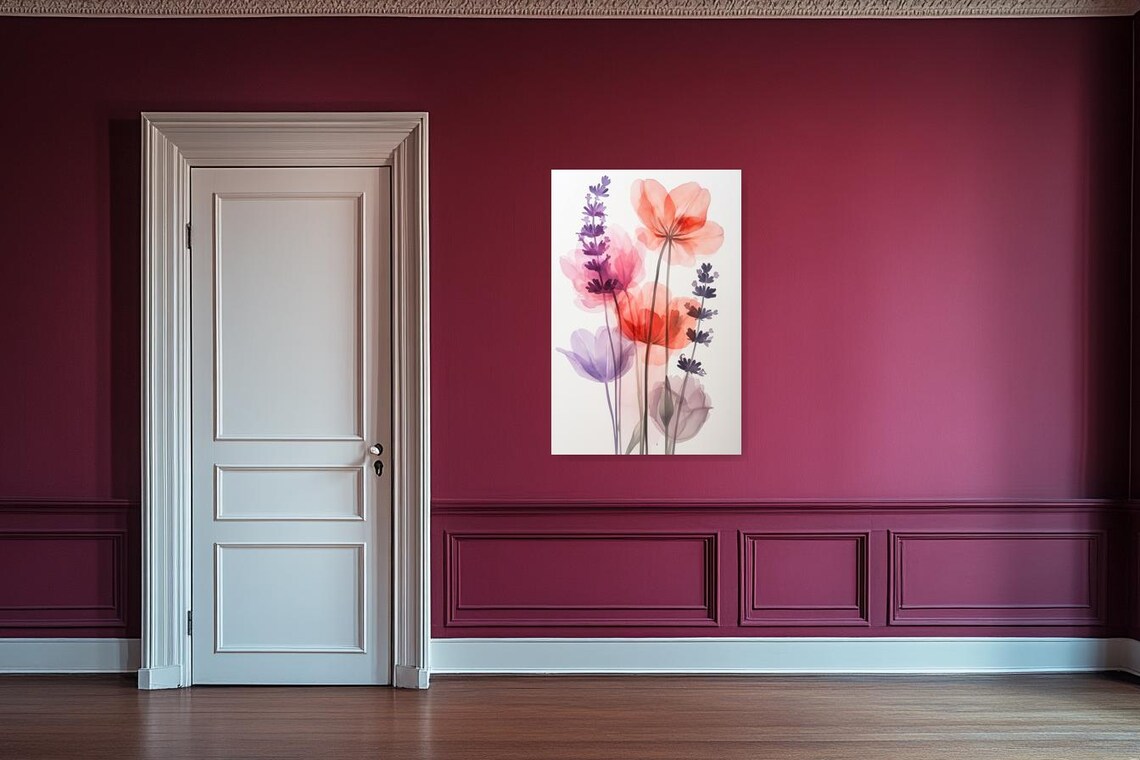 Delicate Transparent Wildflowers In Pink Purple And Coral Tones Poster - Image 2