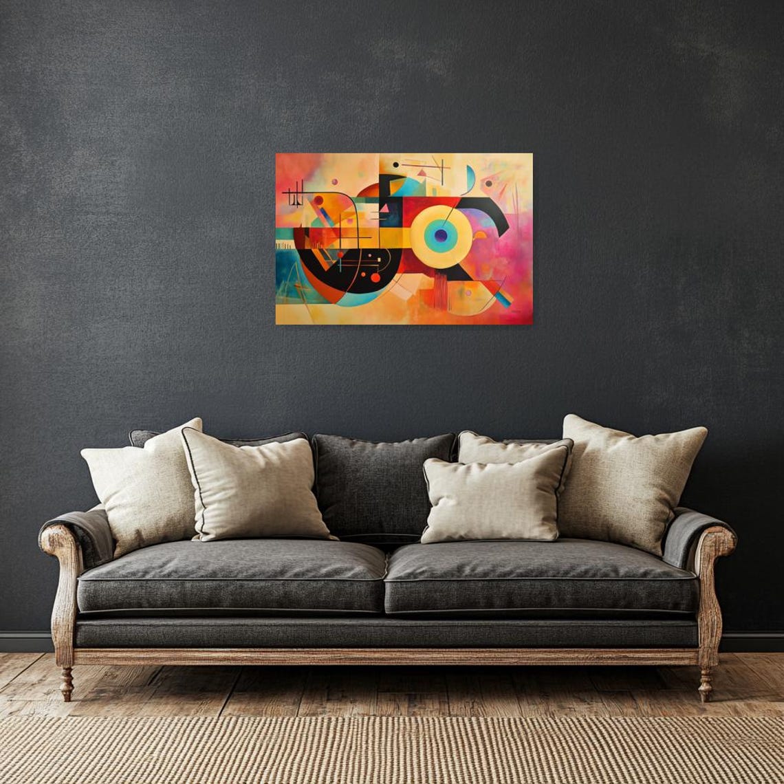 Abstract Geometric Print Inspired By Wassily Kandinsky In Bold Colors For Modern Home Decor - Image 2