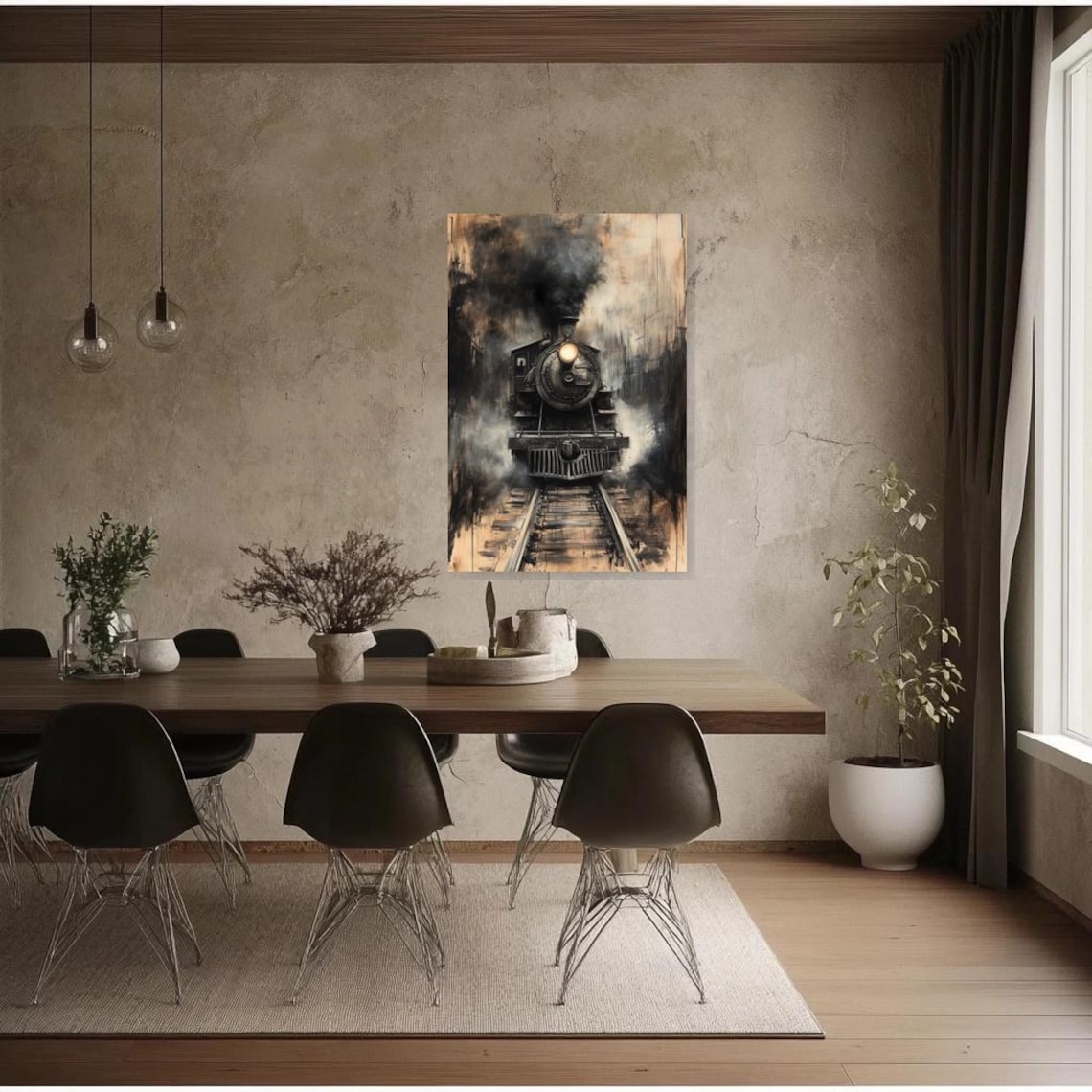 Vintage Train, Expressionist Black And Gold Art Print - Image 3