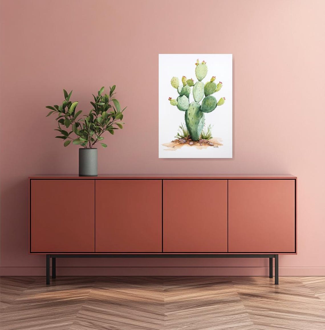 Prickly Pear Cactus Watercolor Botanical Illustration Poster - Image 4