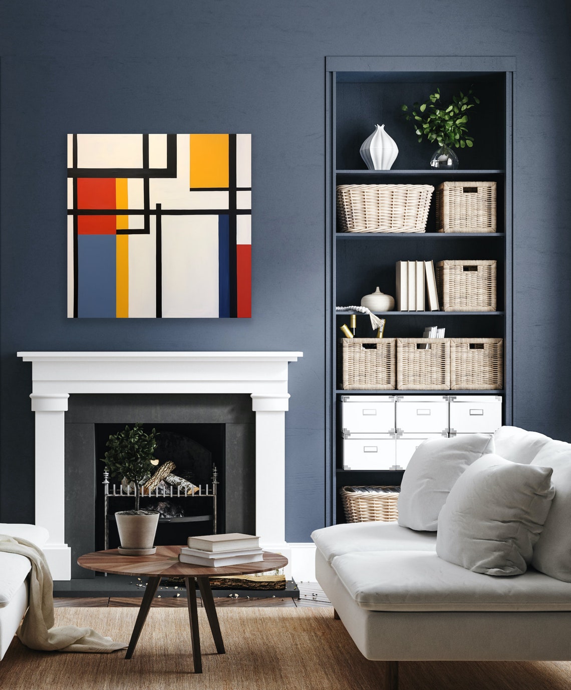 De Stijl Mondrian Style Geometric Blocks Primary Colors Poster - Image 2