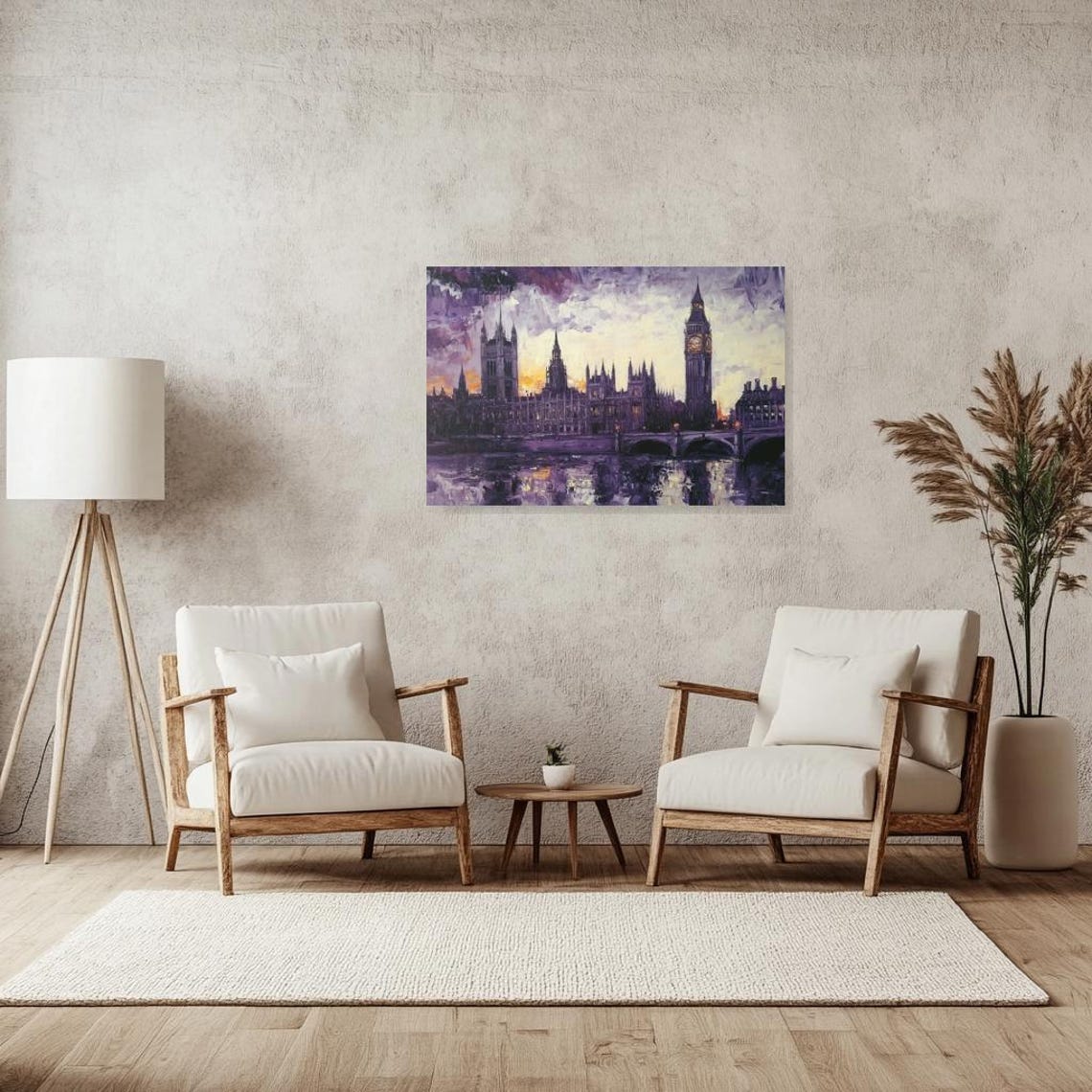 London Big Ben and Parliament at Dusk in Purple and Gold Poster - Image 4