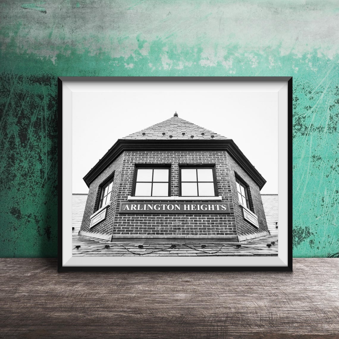 Arlington Heights Brick Train Station Tower Sign Chicago Poster - Image 2